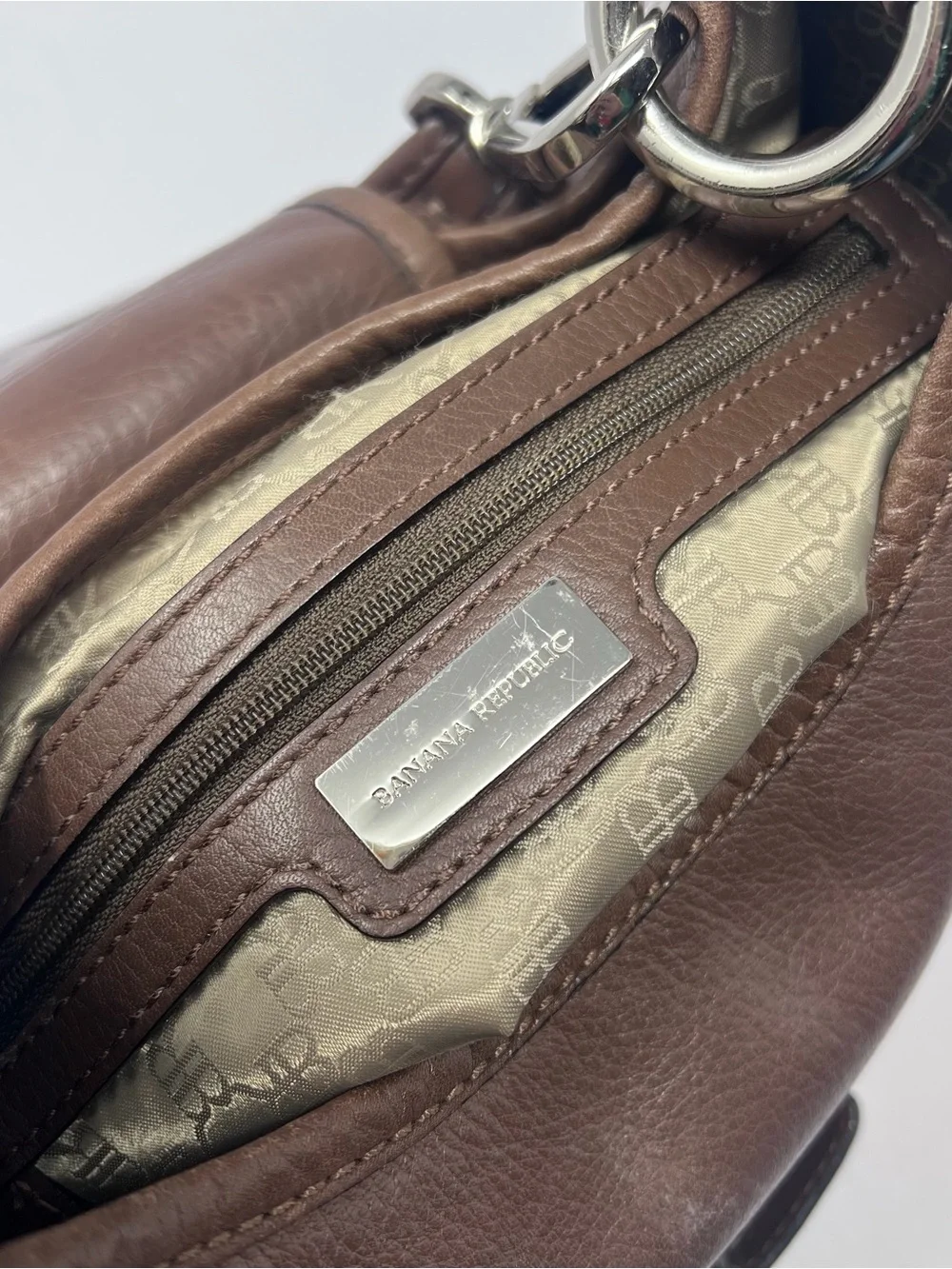 Banana Republic Vintage Brown Leather Hobo Shoulder Bag